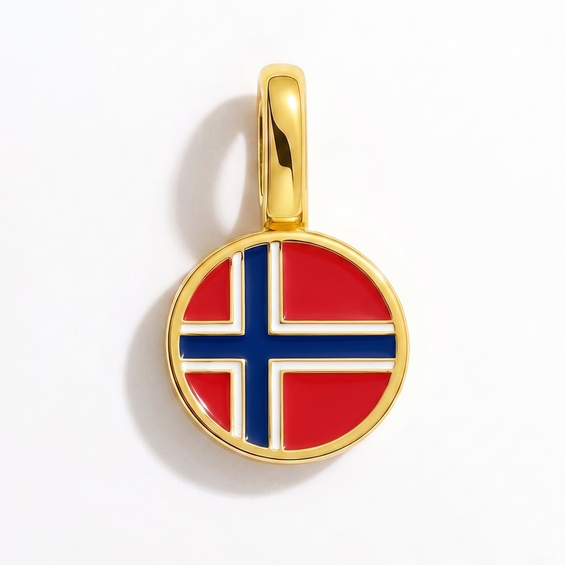 Flag charm Norway – round gold