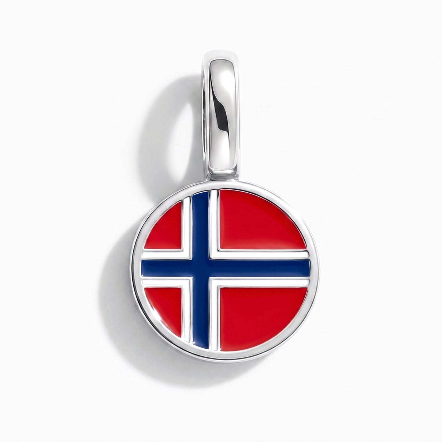 Flag charm Norway – round silver