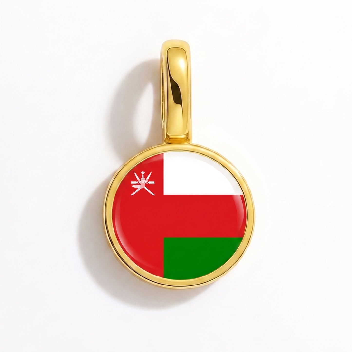 Flag charm Oman – round gold