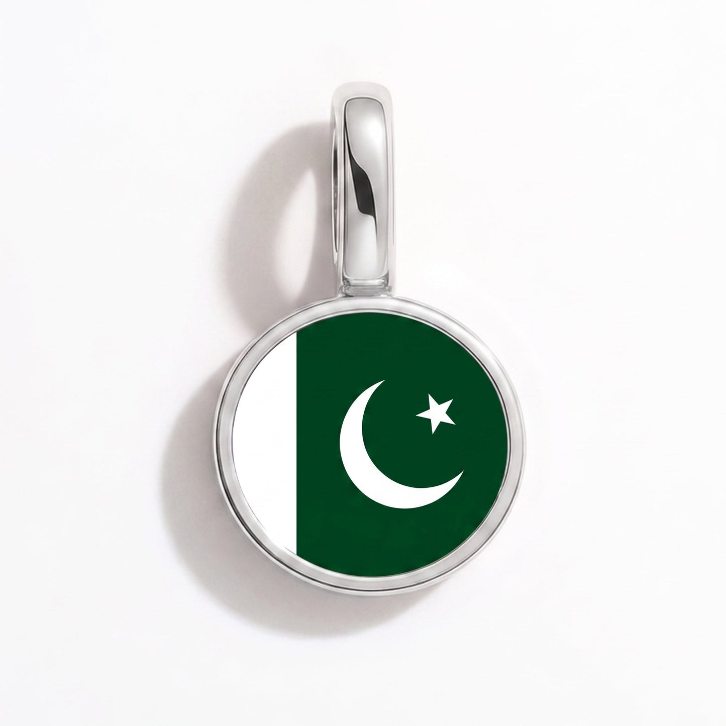 Flag charm Pakistan – rectangular silver