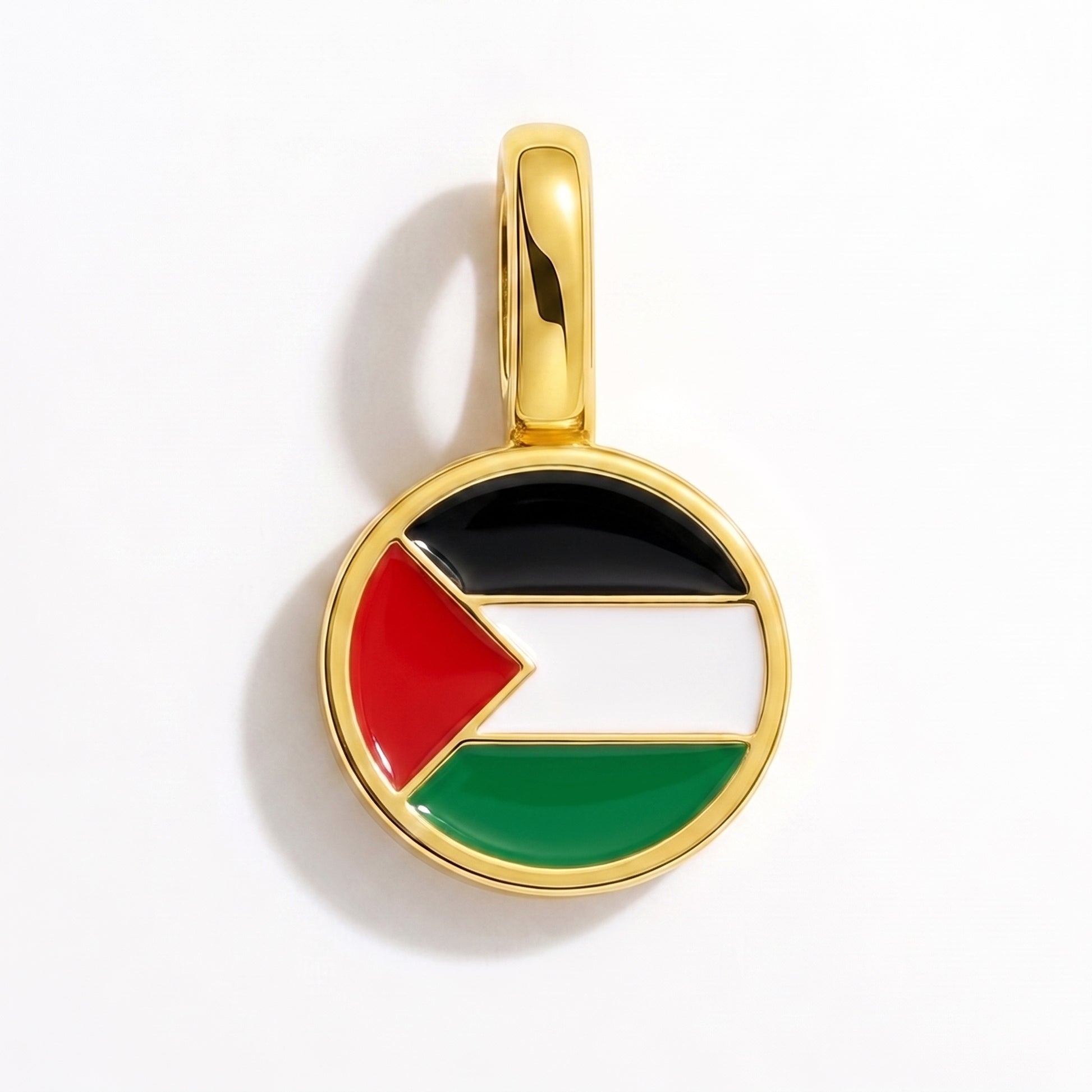 Flag charm Palestine – round gold