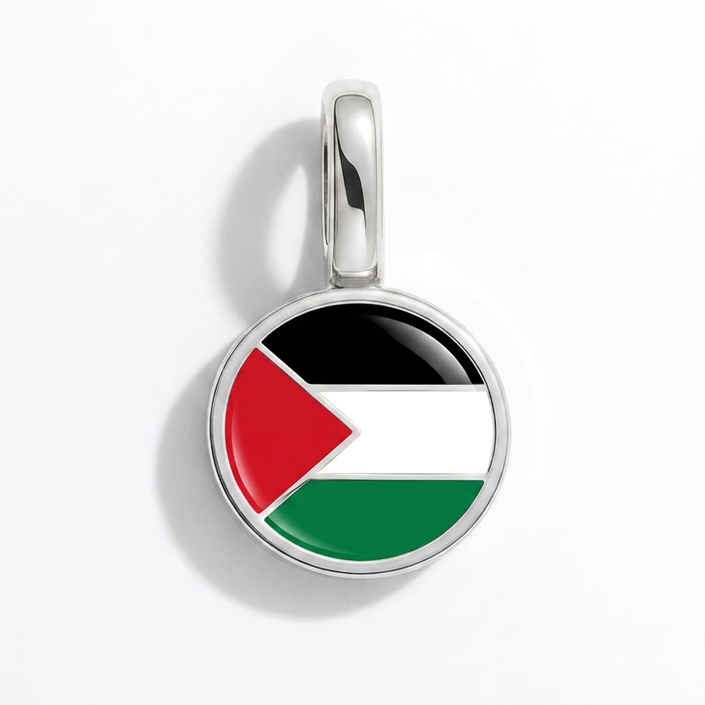 Flag charm Palestine – round silver