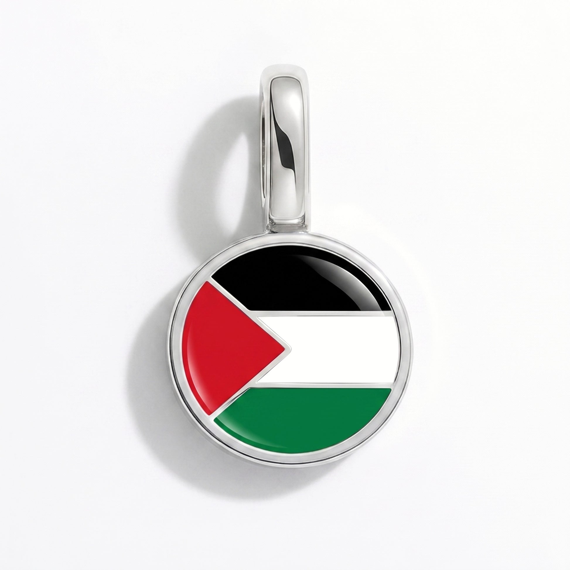 Flag charm Palestine – round silver