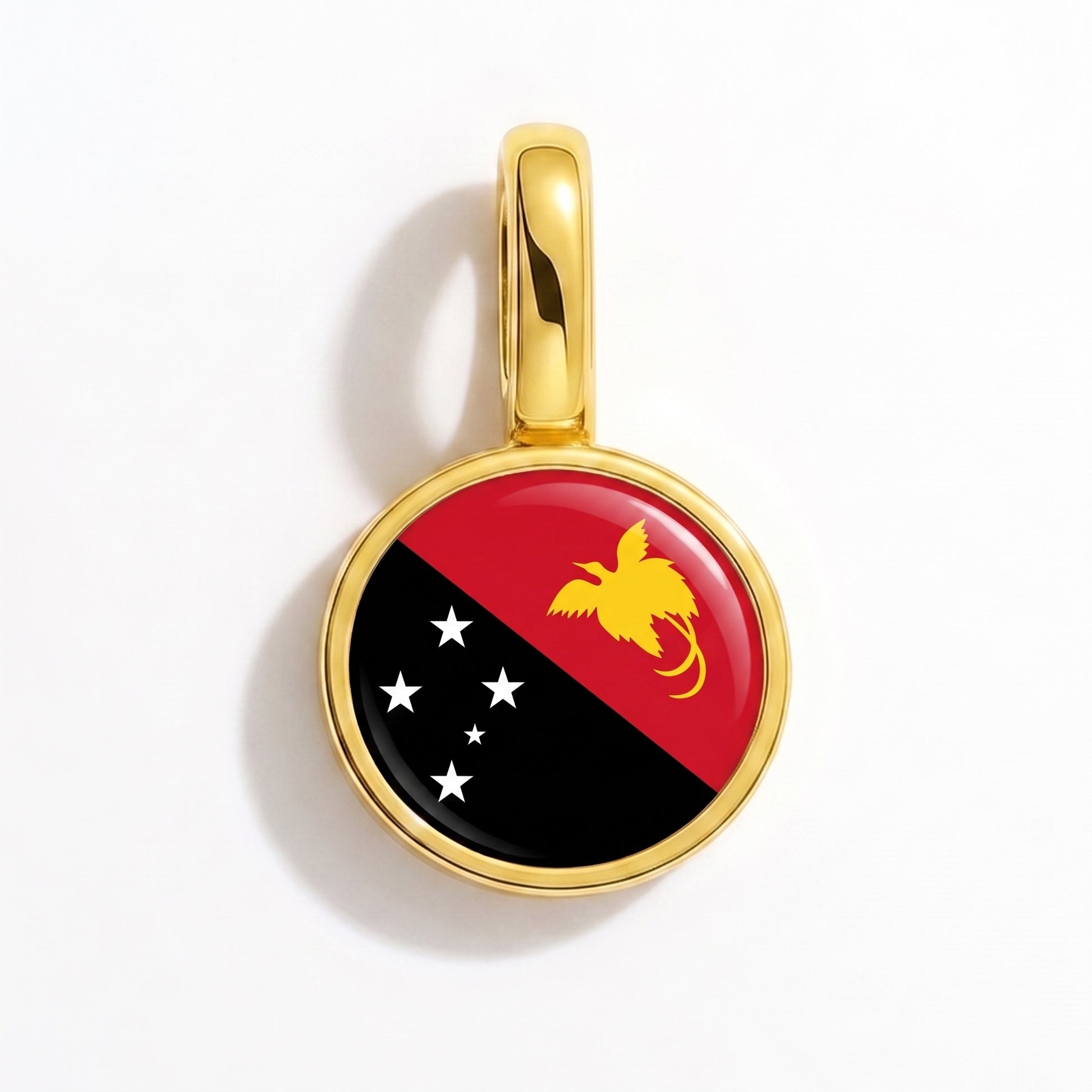 Flag charm Papua New Guinea – round gold