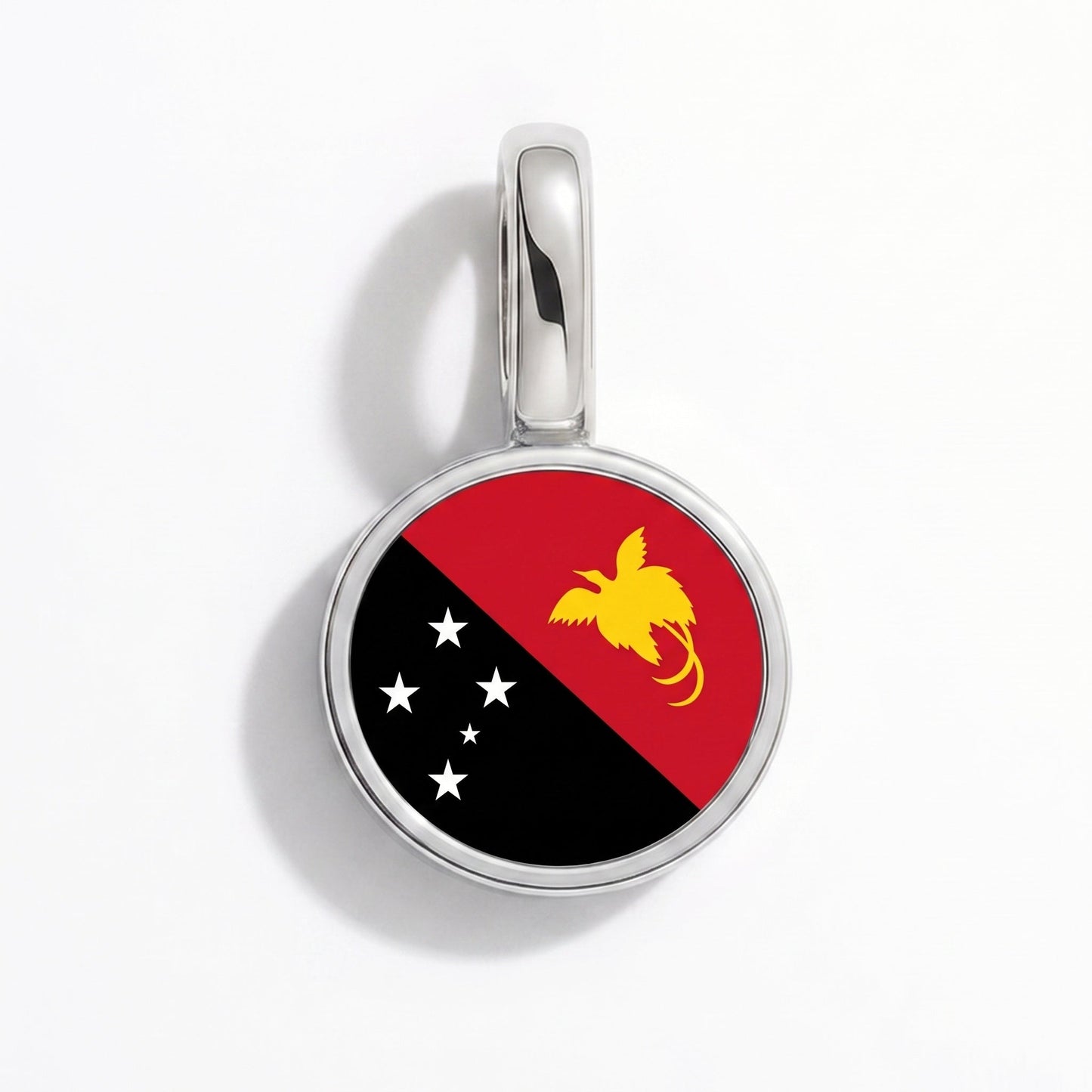 Flag charm Papua New Guinea – rectangular silver