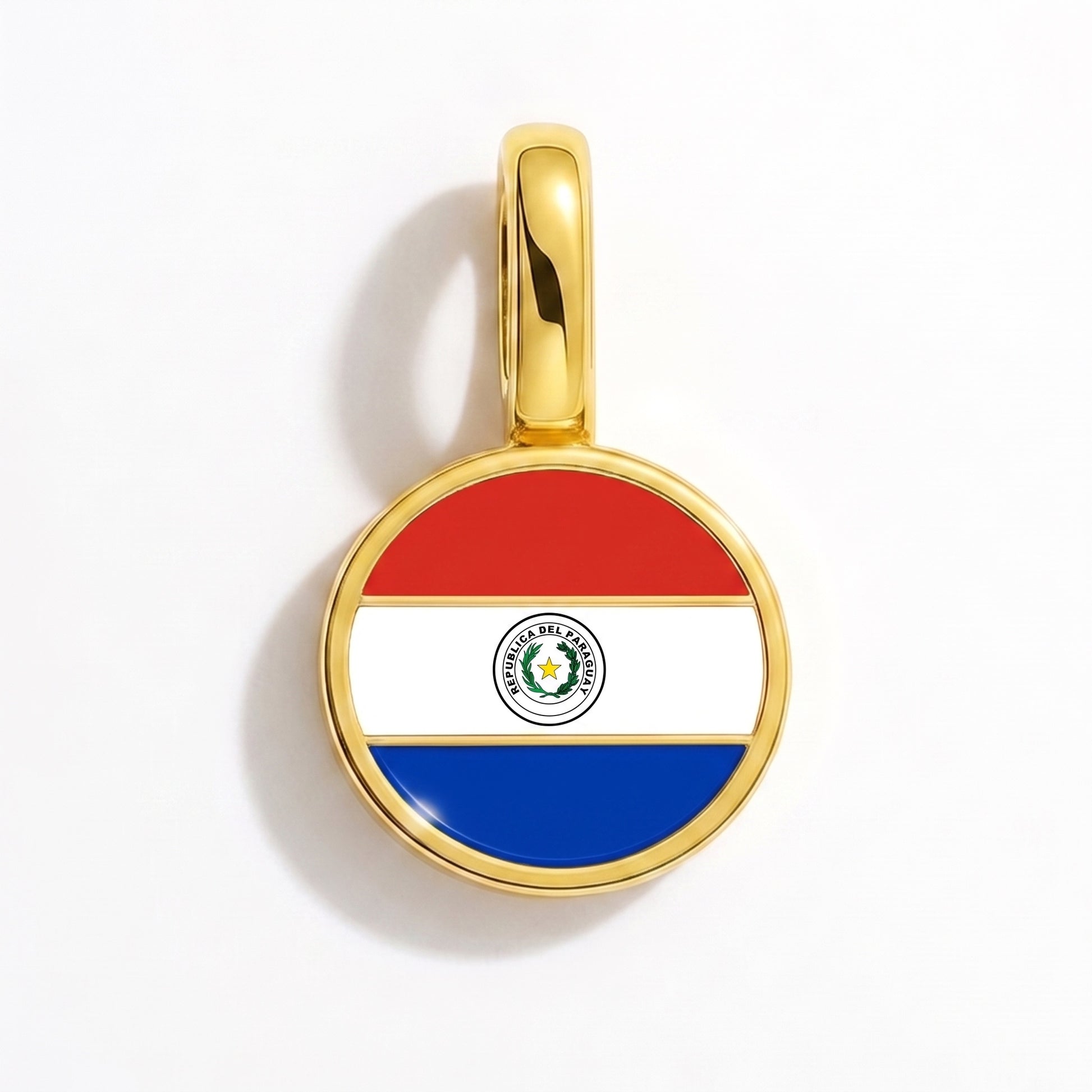 Flag charm Paraguay – round gold