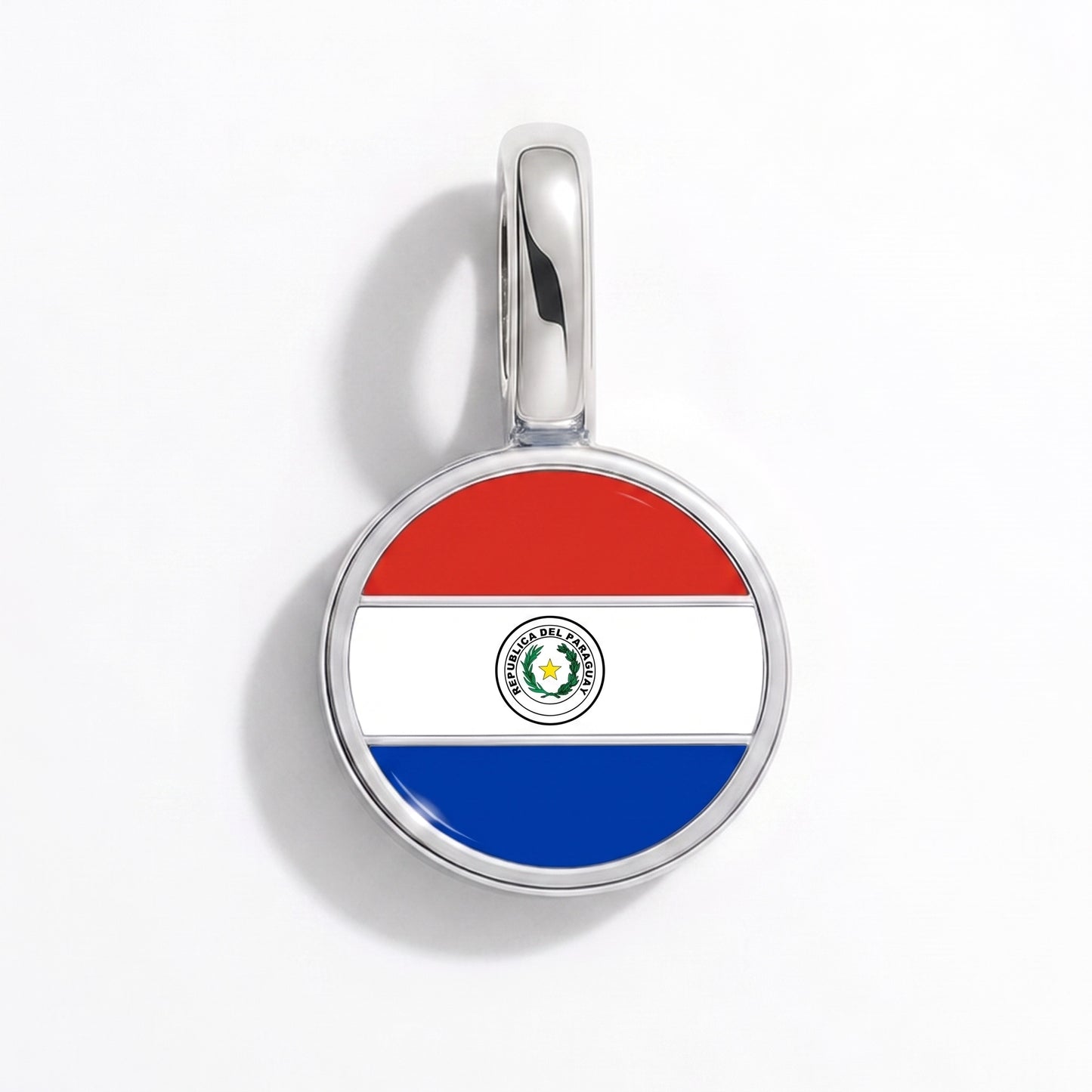 Flag charm Paraguay – round silver