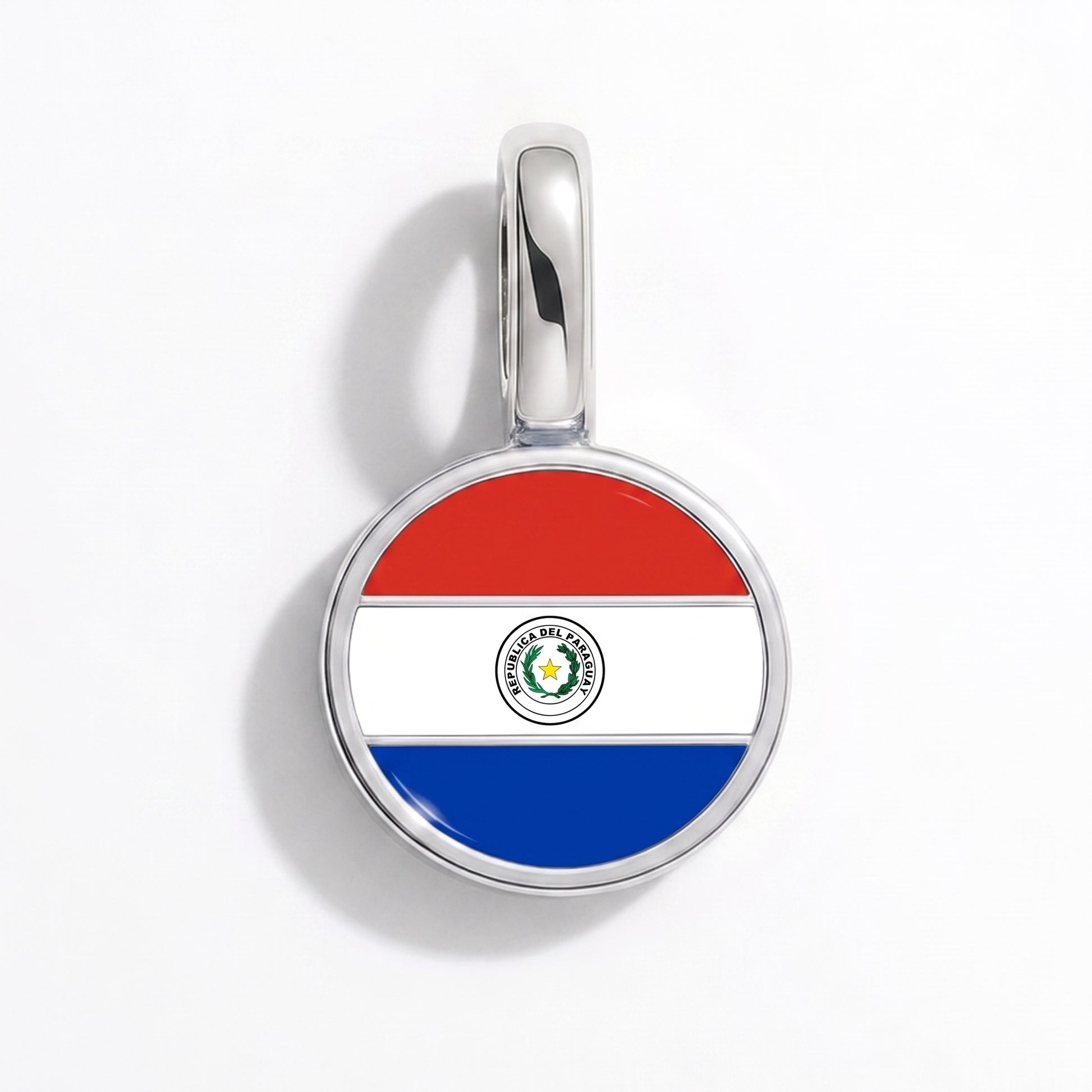 Flag charm Paraguay – round silver