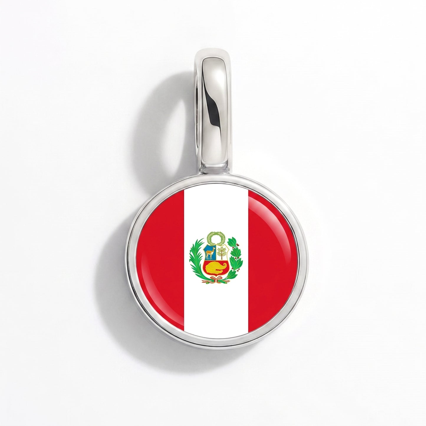 Flag charm Peru – round silver