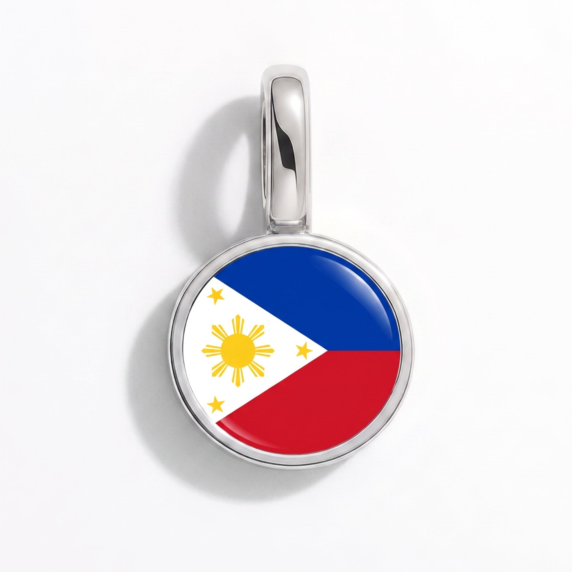 Flag charm Philippines – round silver
