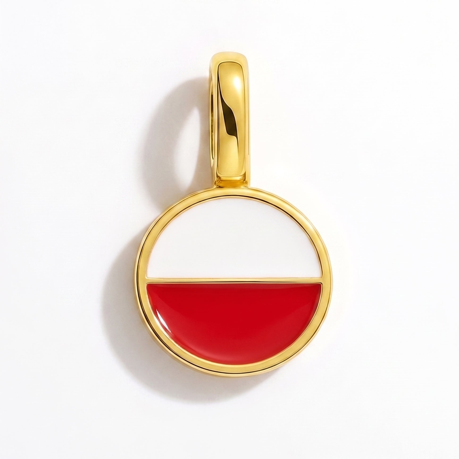 Flag charm Poland – round gold