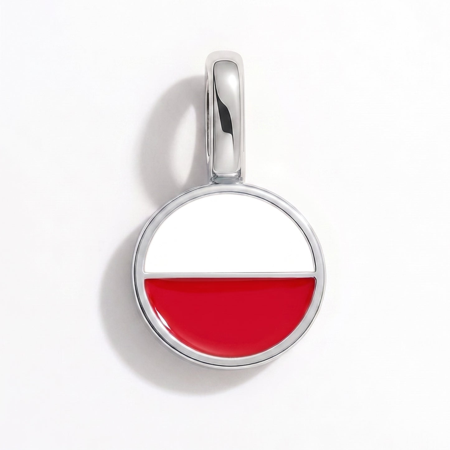 Flag charm Poland – round silver