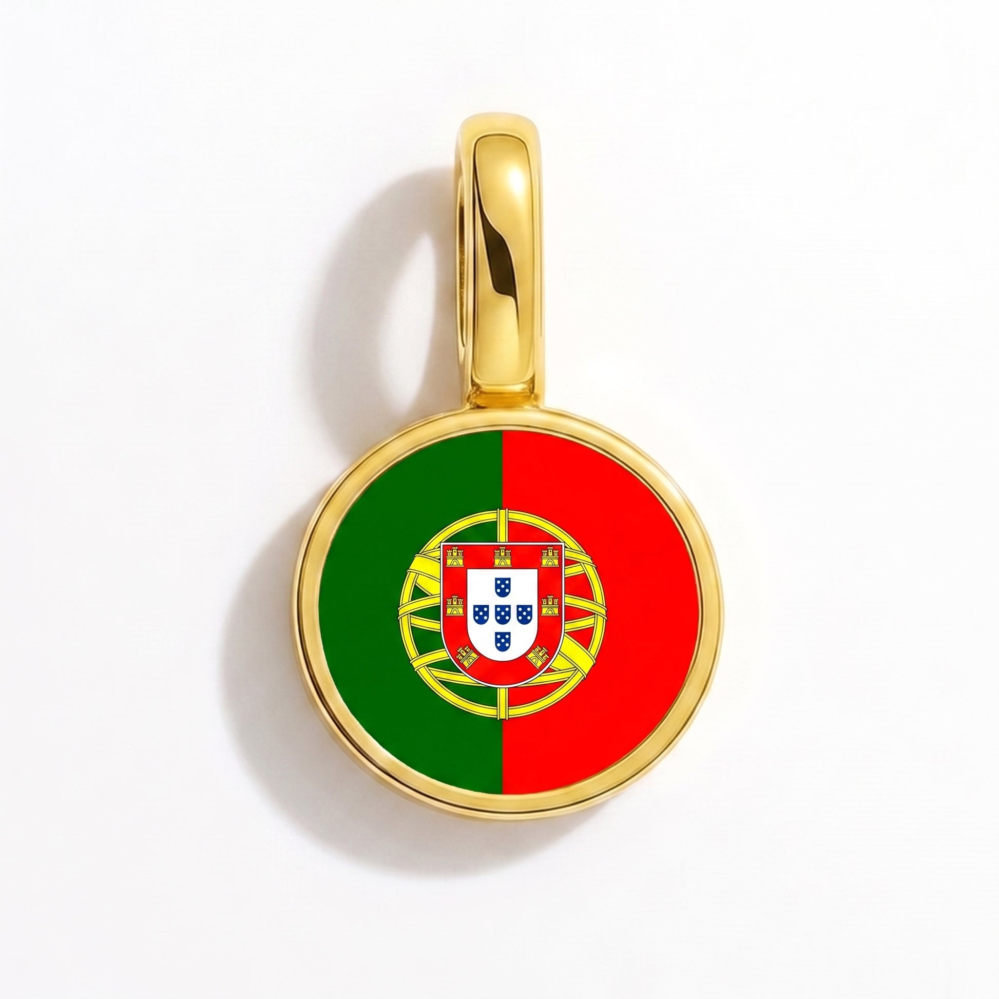 Flag charm Portugal – round gold