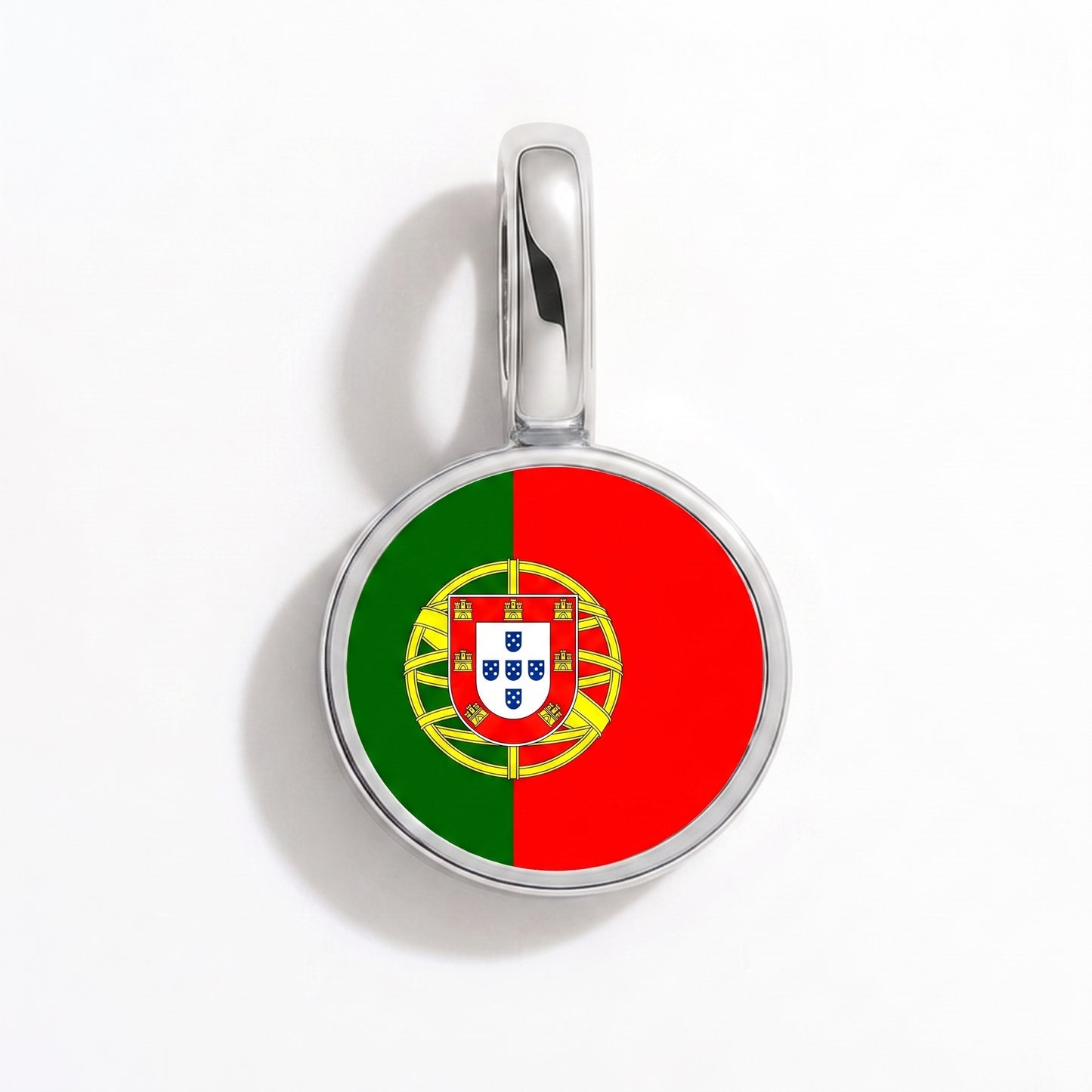 Flag charm Portugal – round silver