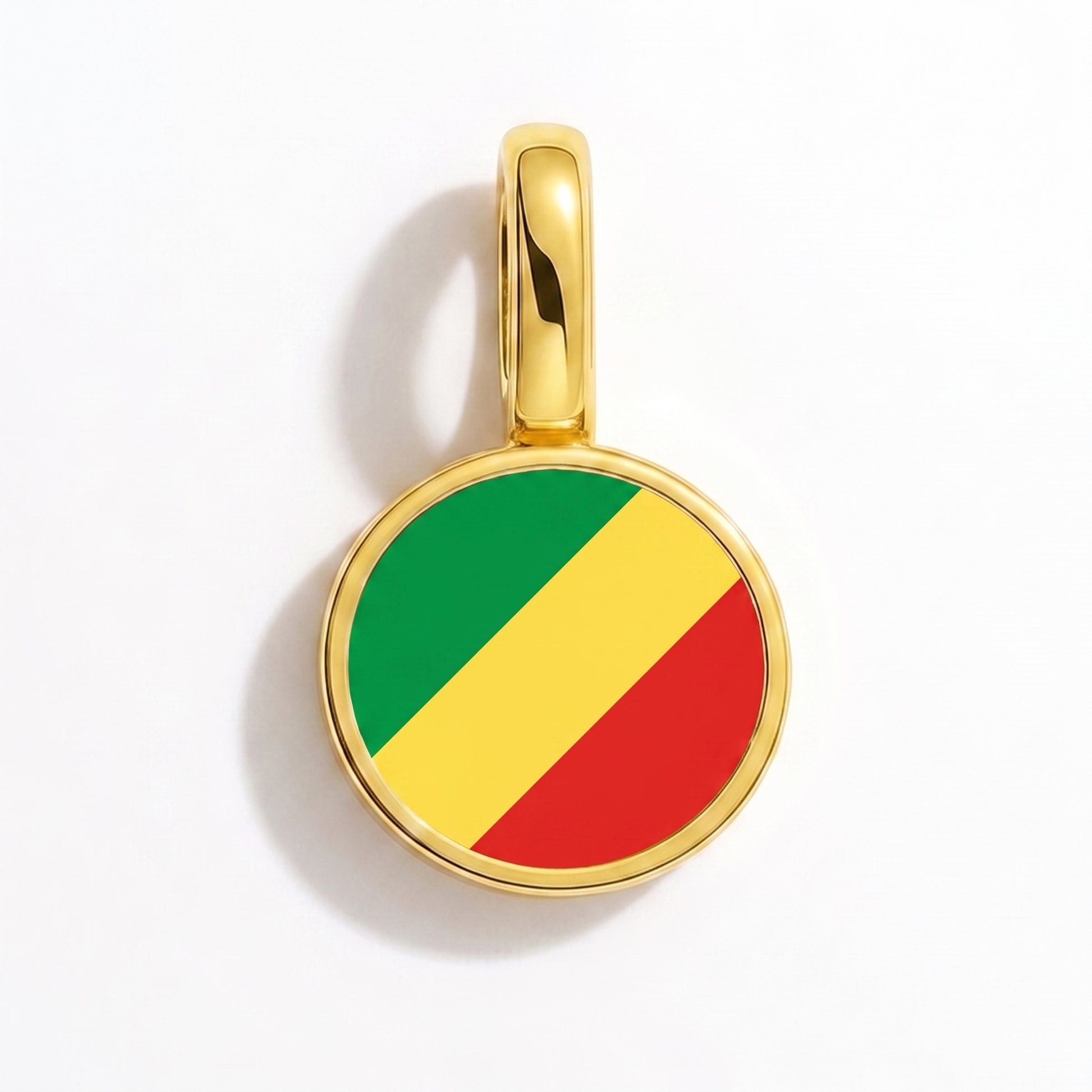 Flag charm Republic of the Congo – round gold