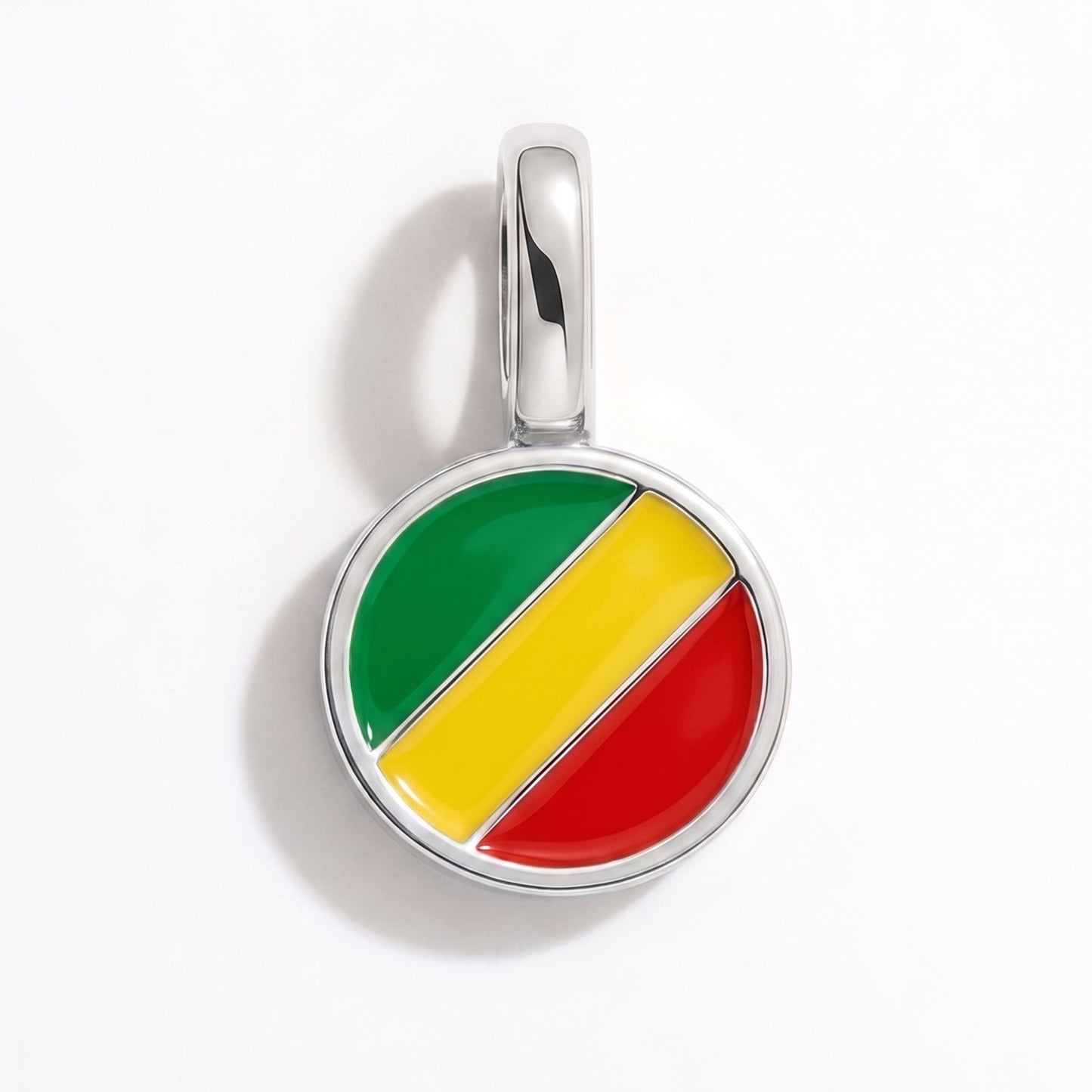 Flag charm Republic of the Congo – round silver