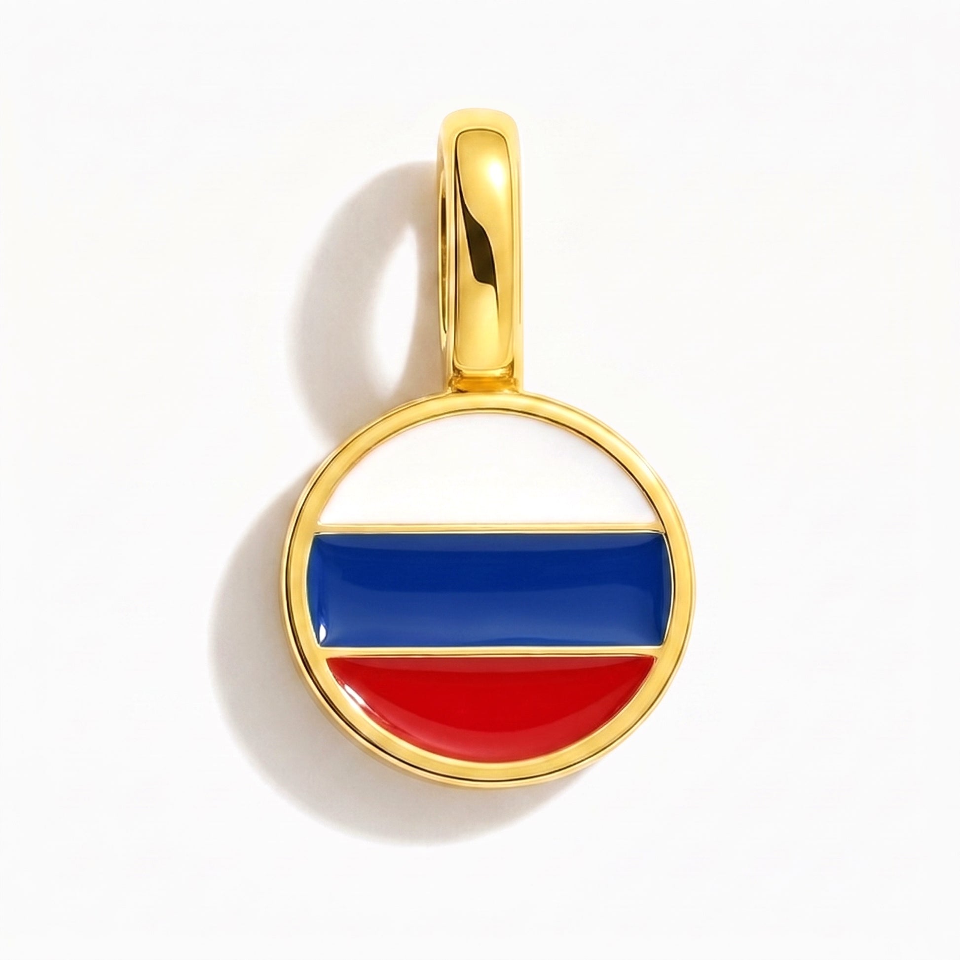 Flag charm Russia – round gold