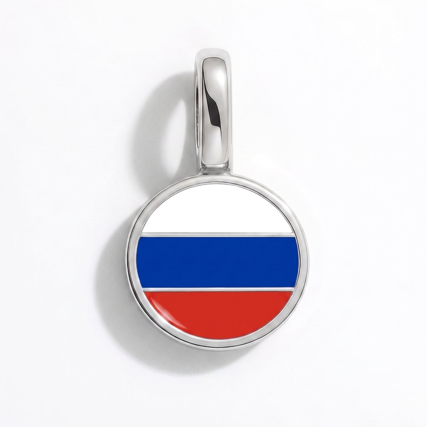 Flag charm Russia – round silver