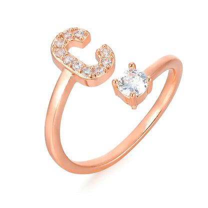 Zirconium ring with letters