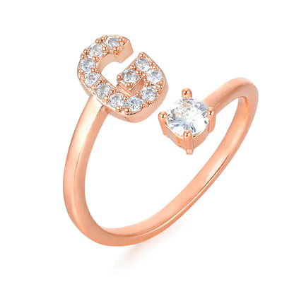 Zirconium ring with letters