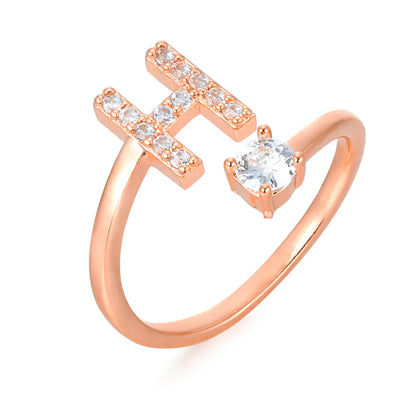 Zirconium ring with letters