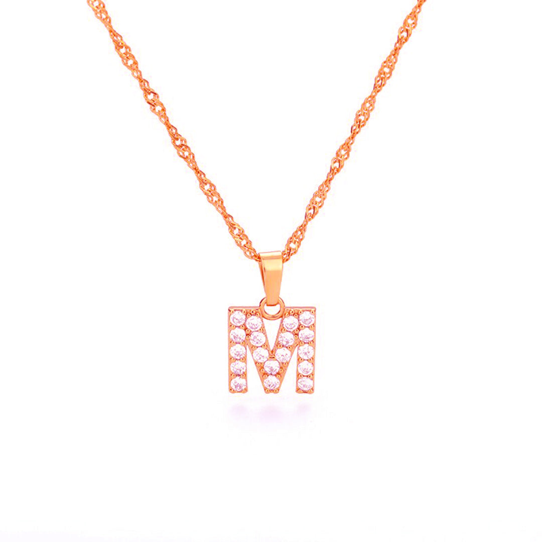 Zirconia letter necklace
