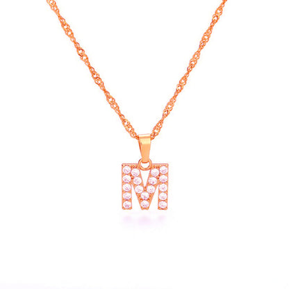 Zirconia letter necklace