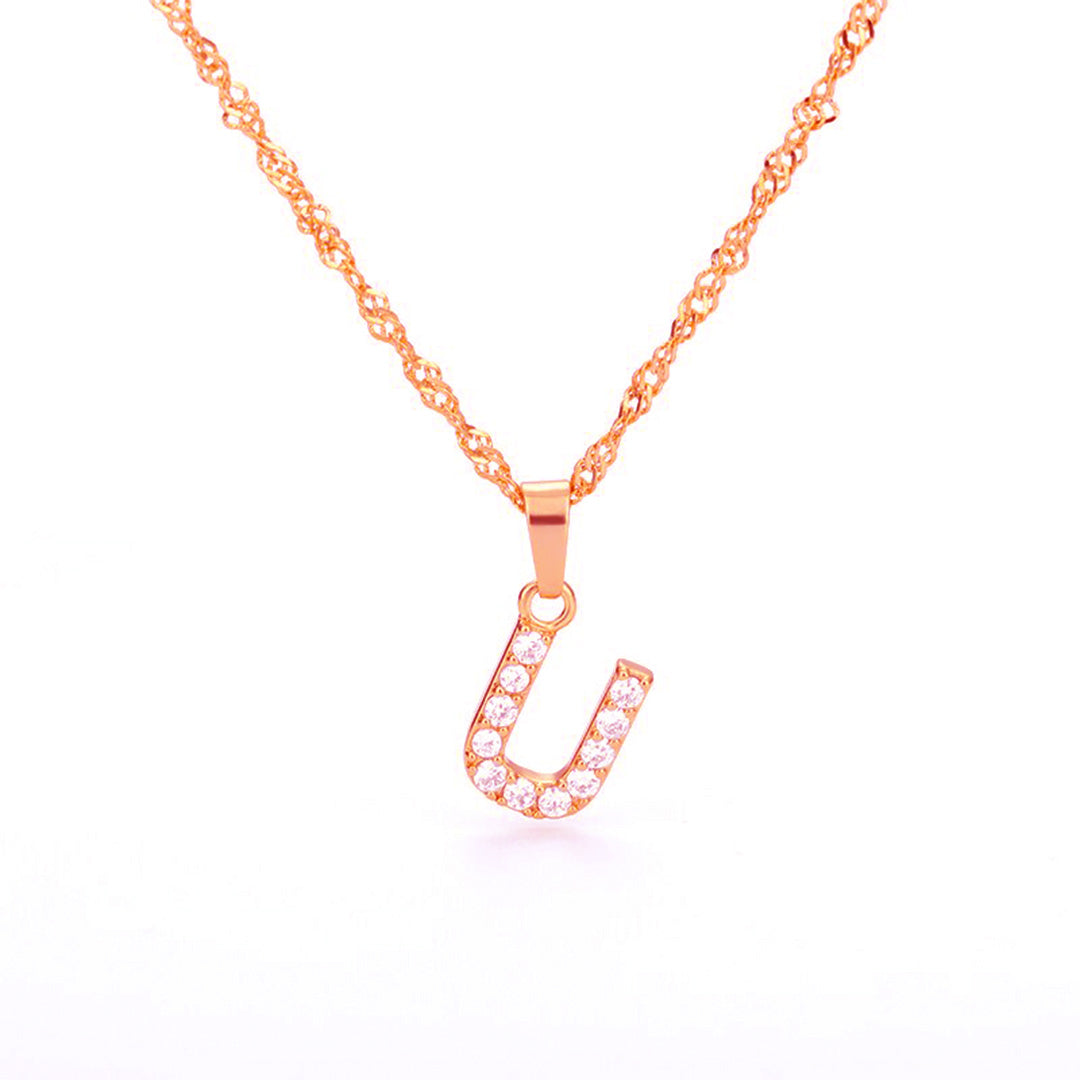 Zirconia letter necklace