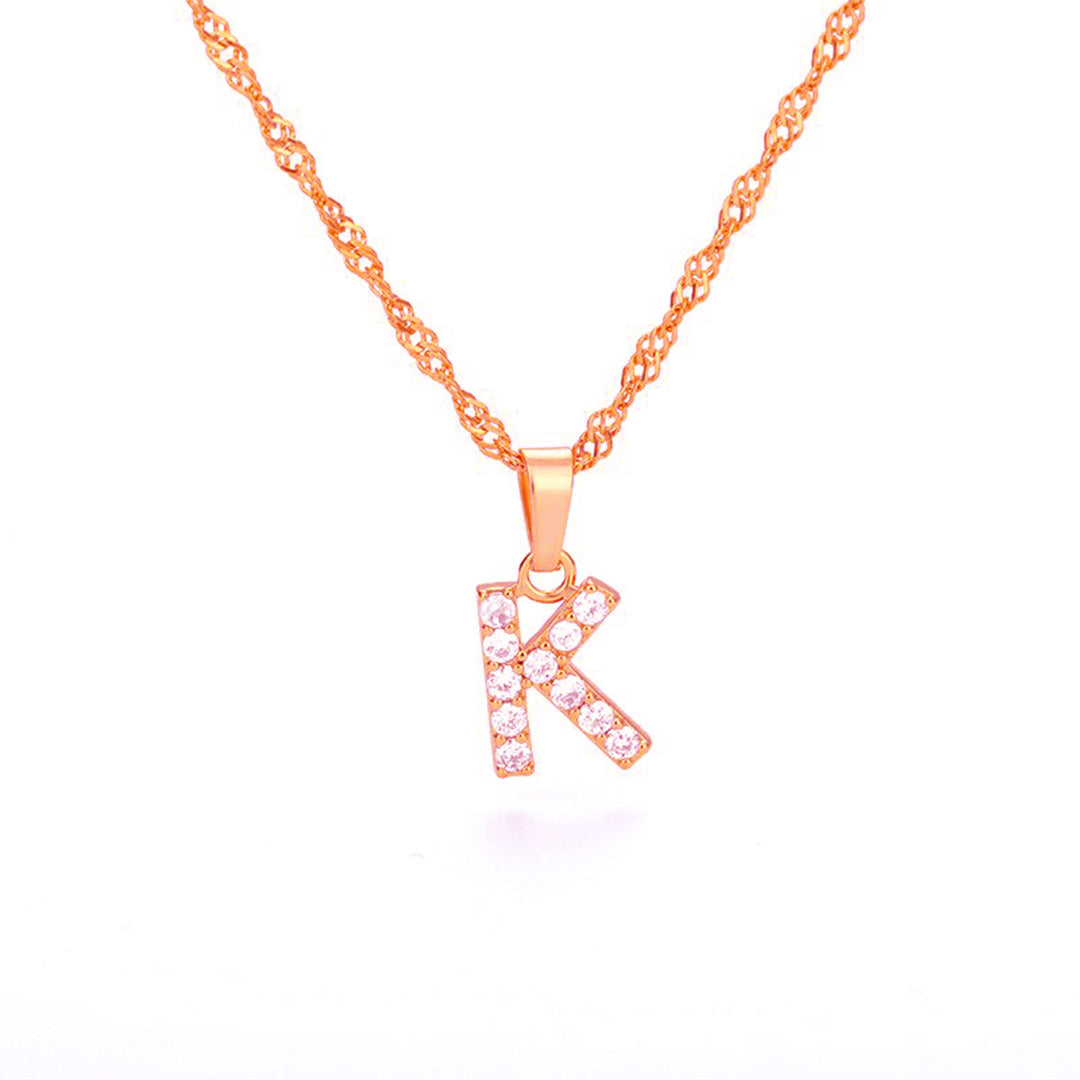 Zirconia letter necklace