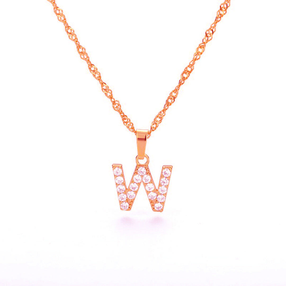 Zirconia letter necklace