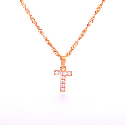 Zirconia letter necklace