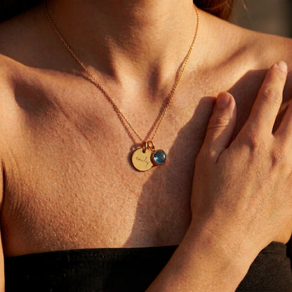 Custom name necklace with birthstone