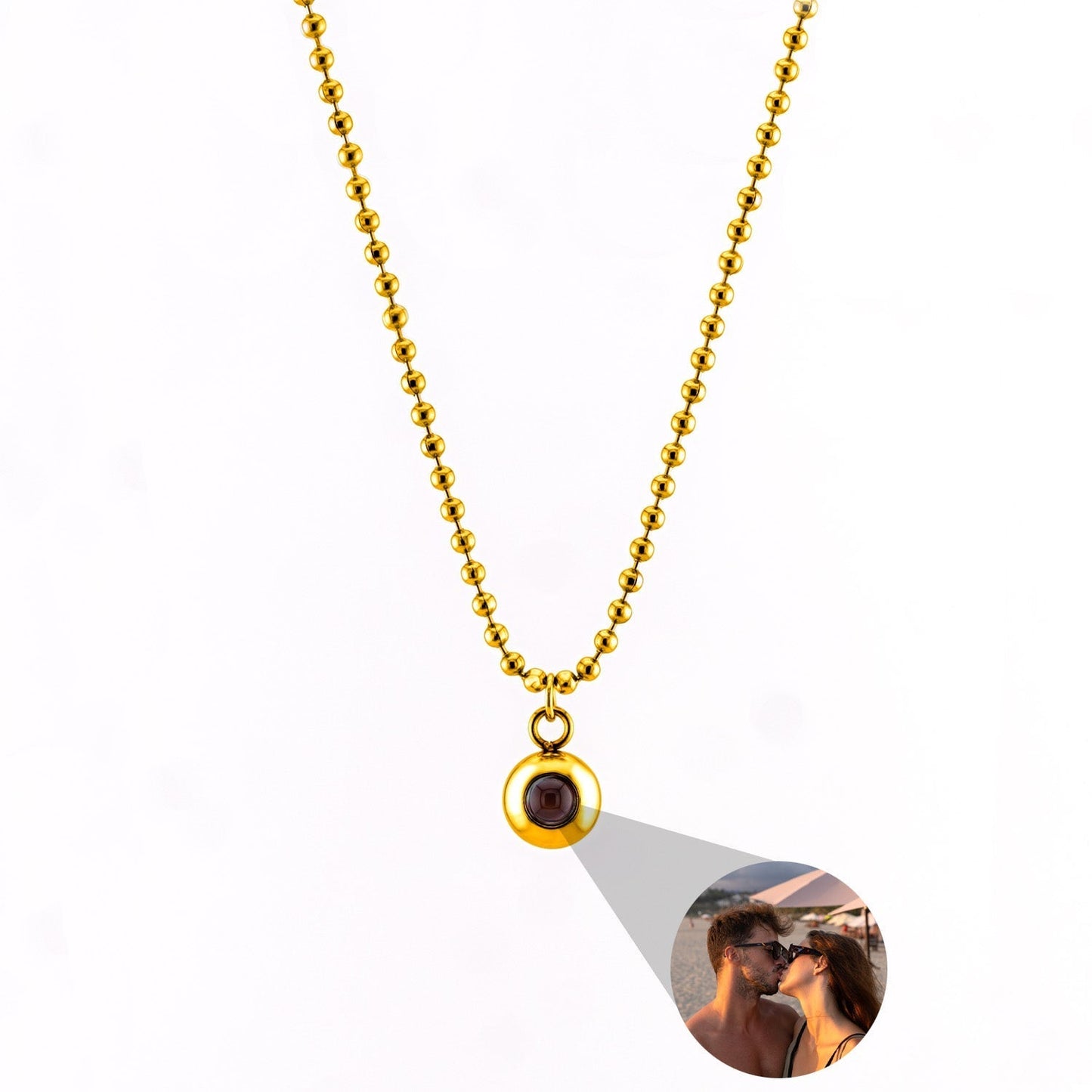 Personalized photo necklace - ball chain