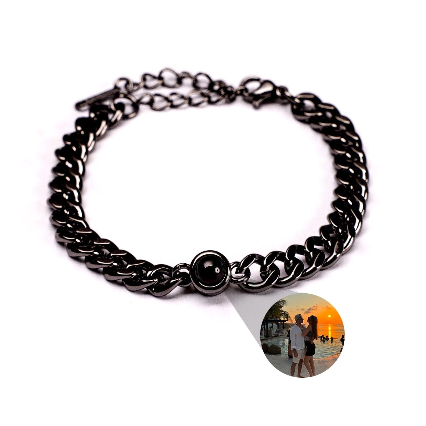 Personalized photo bracelet with your photo - Cuban chain