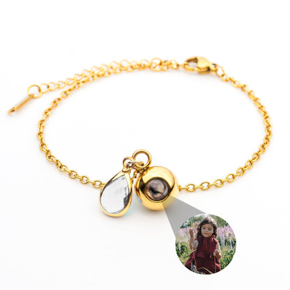 Personalized photo bracelet with your photo - Birthstone