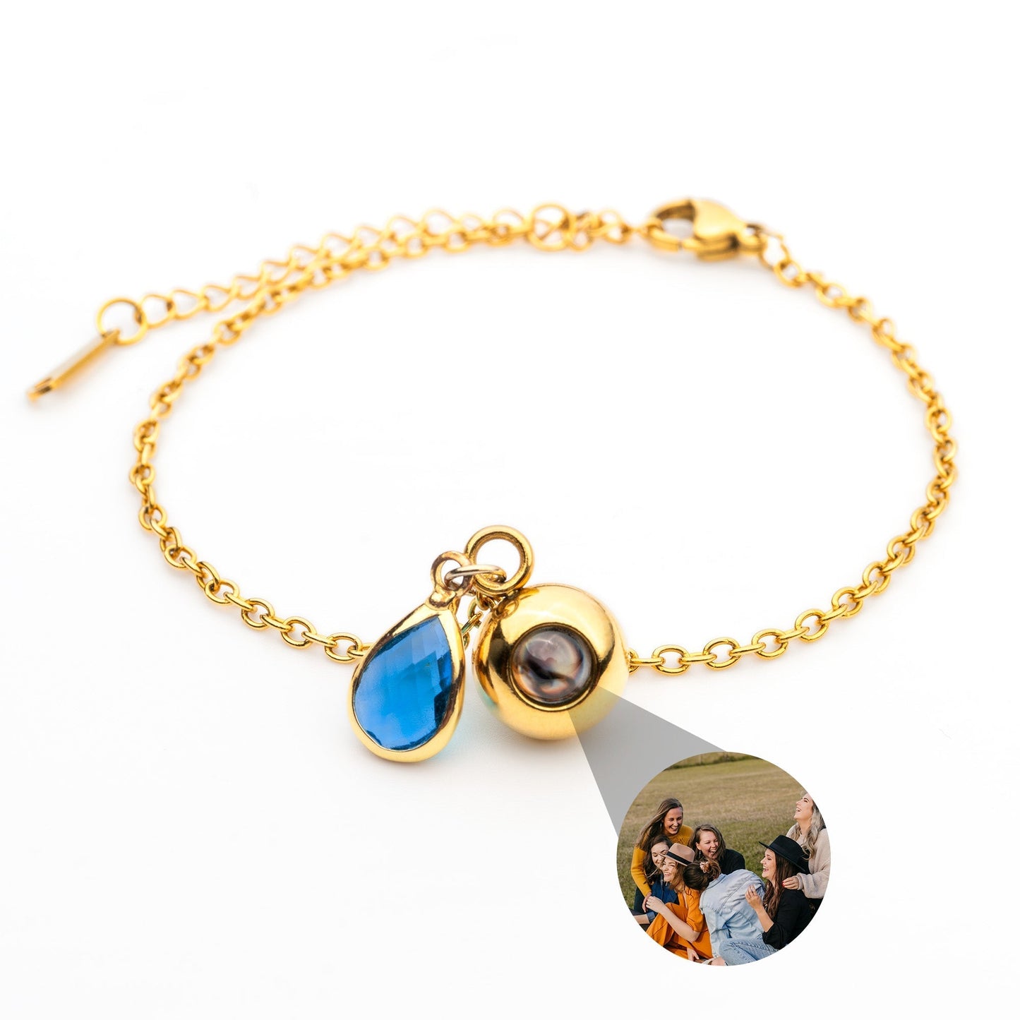 Personalized photo bracelet with your photo - Birthstone