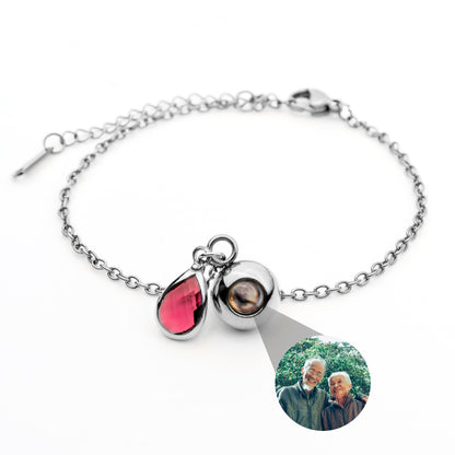 Personalized photo bracelet with your photo - Birthstone