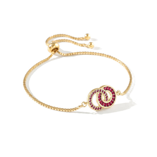 Mother & Daughter Bracelet in gold – Mom: January (Garnet), Daughter: January (Garnet)
