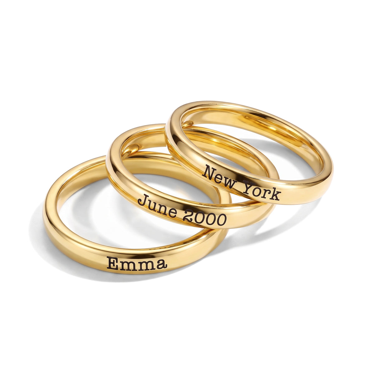 Tiny Stacked Name Ring – Gold – Product photo