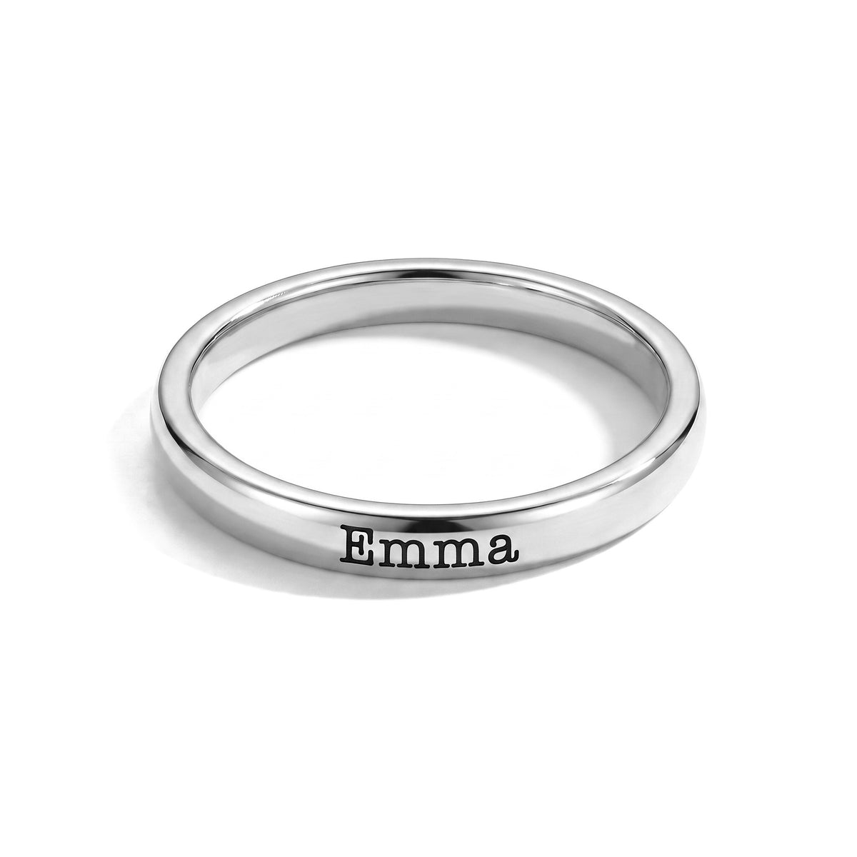 Tiny Stackable Name Ring – Silver – Product photo