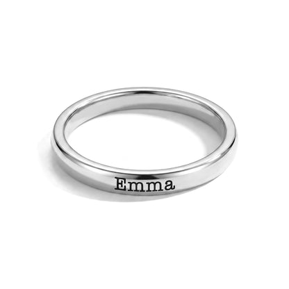 Tiny Stackable Name Ring – Silver – Product photo