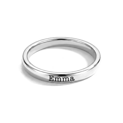 Tiny Stackable Name Ring – Silver – 1 ring