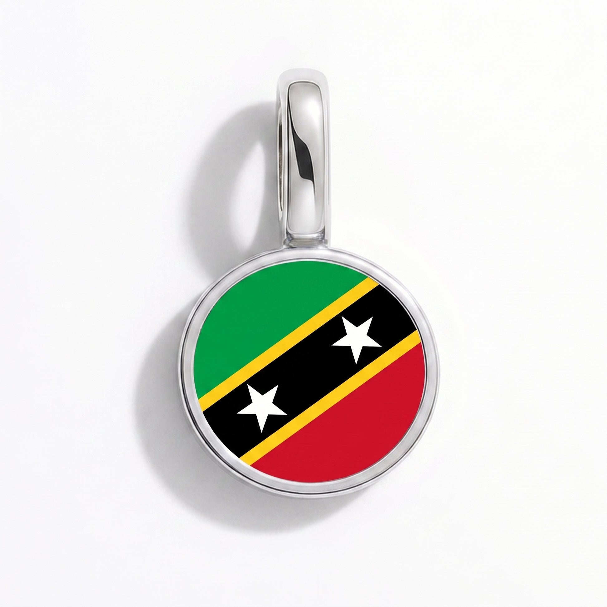 Flag charm Saint Kitts and Nevis – round silver