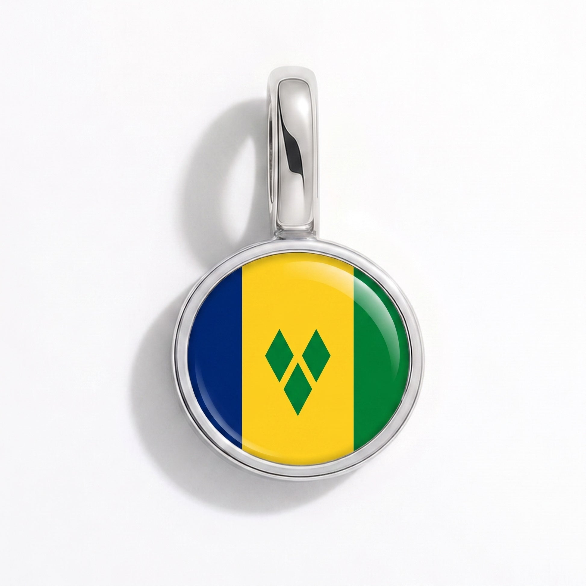 Flag charm Saint Vincent and the Grenadines – round silver