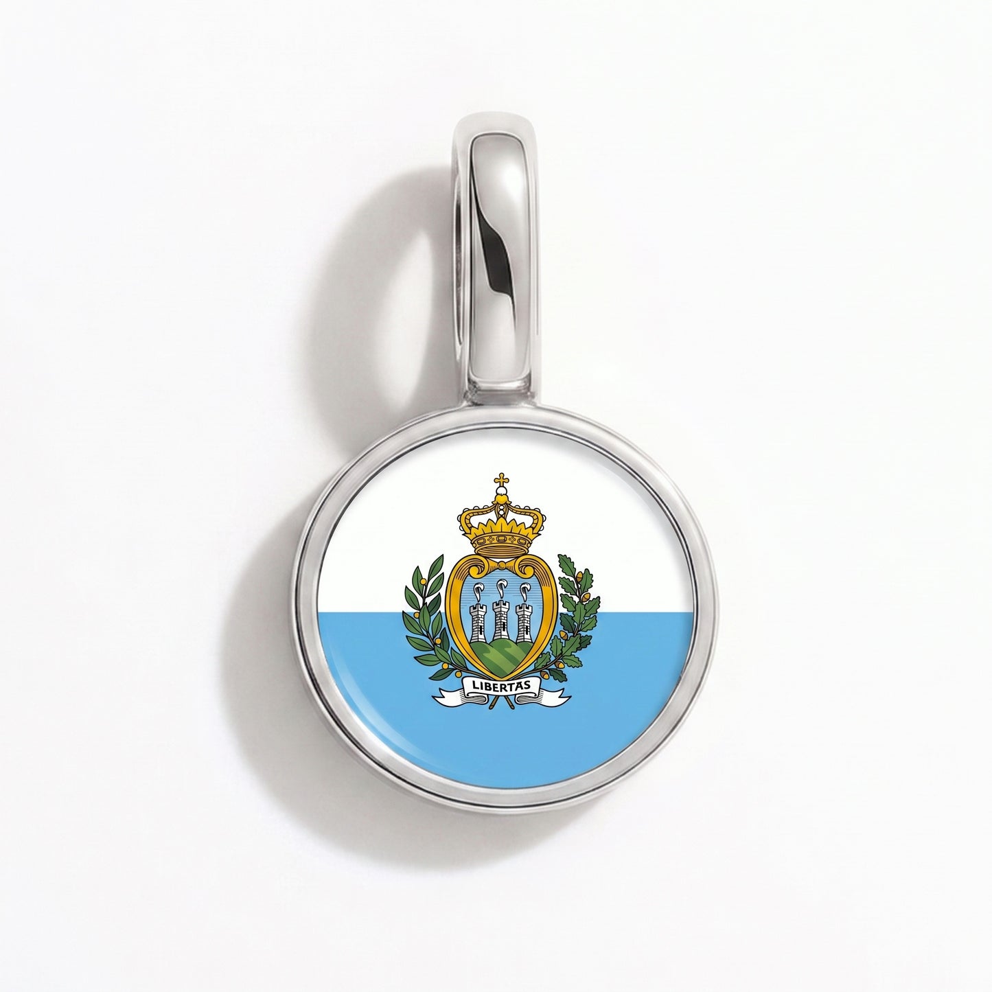 Flag charm San Marino – round silver