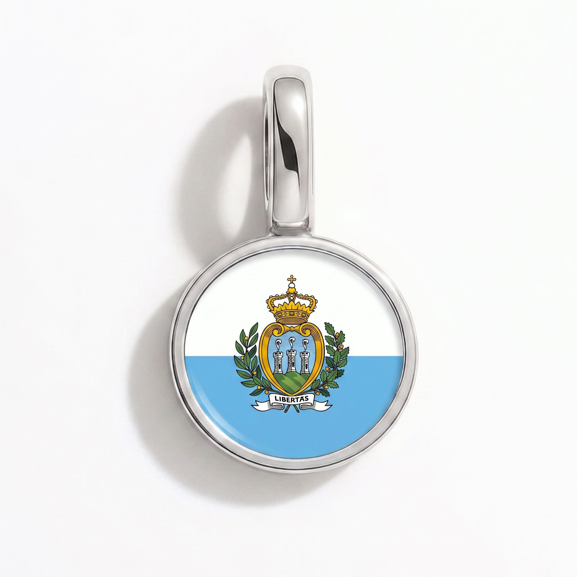 Flag charm San Marino – round silver