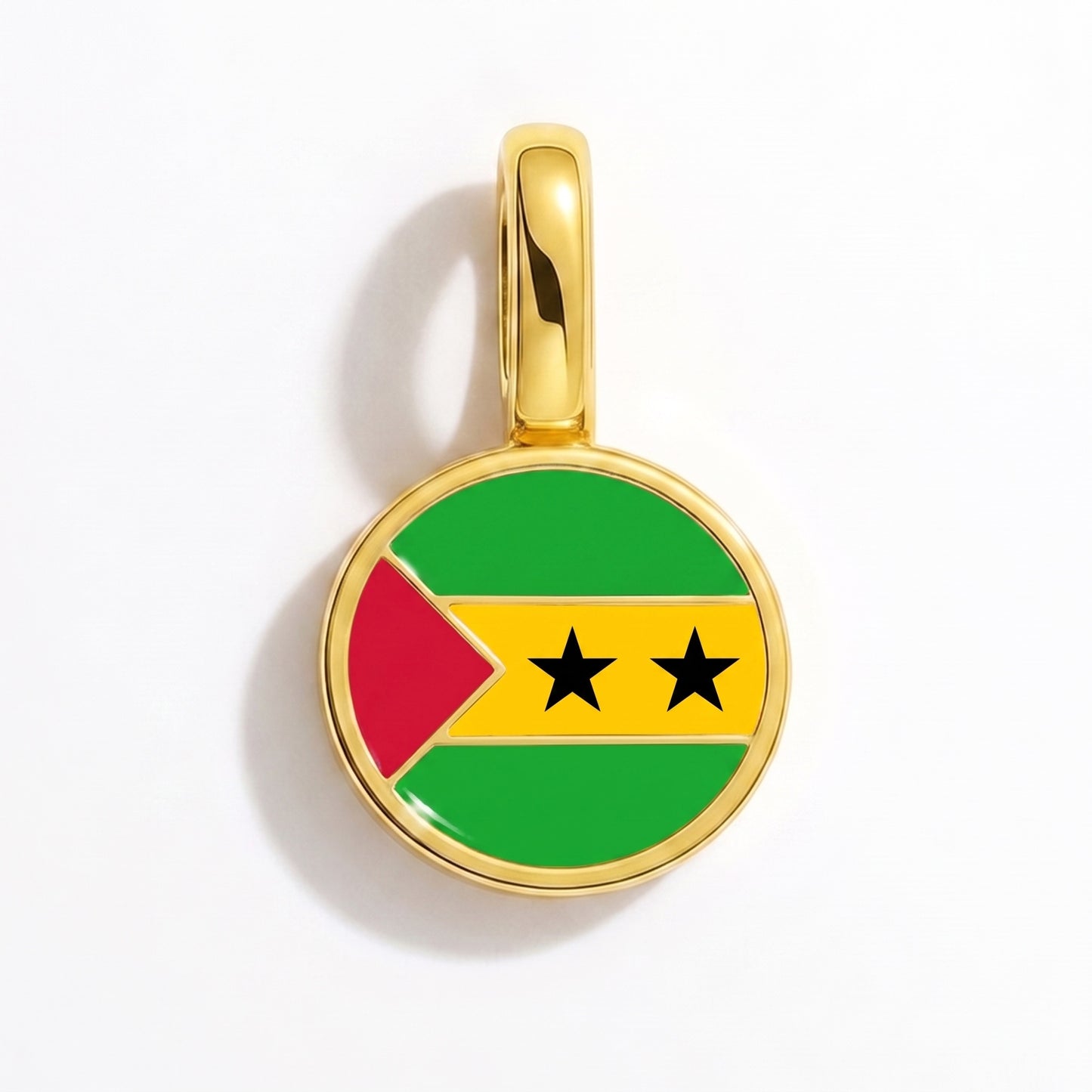 Flag charm Sao Tome and Principe – round gold
