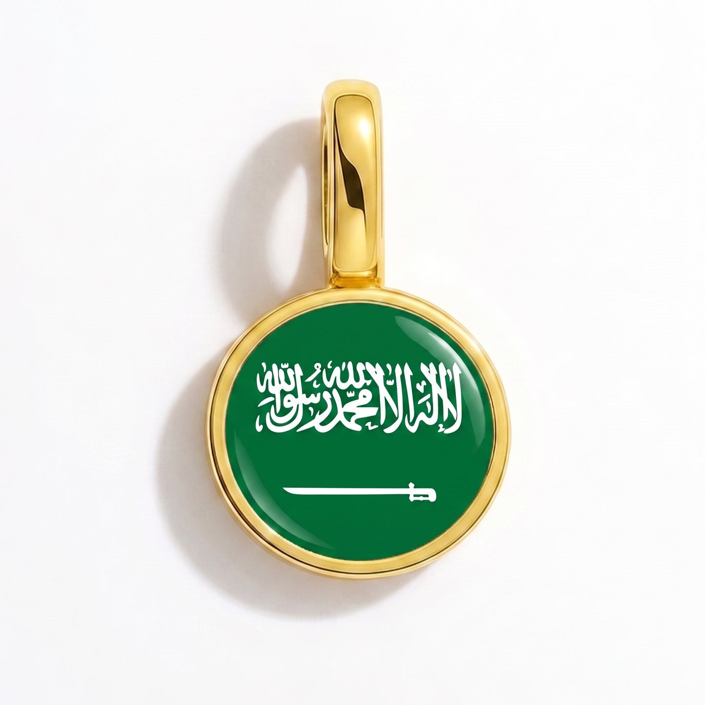 Flag charm Saudi Arabia – round gold