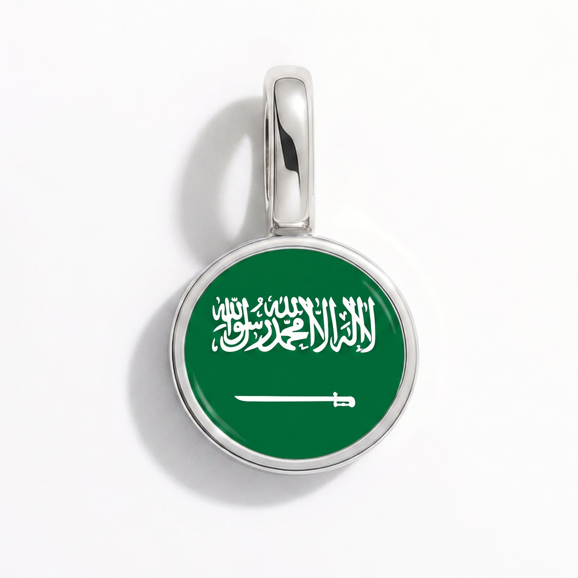 Flag charm Saudi Arabia – round silver