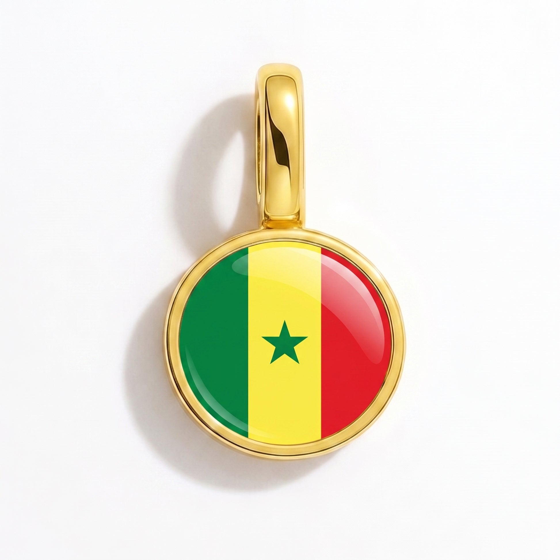Flag charm Senegal – round gold